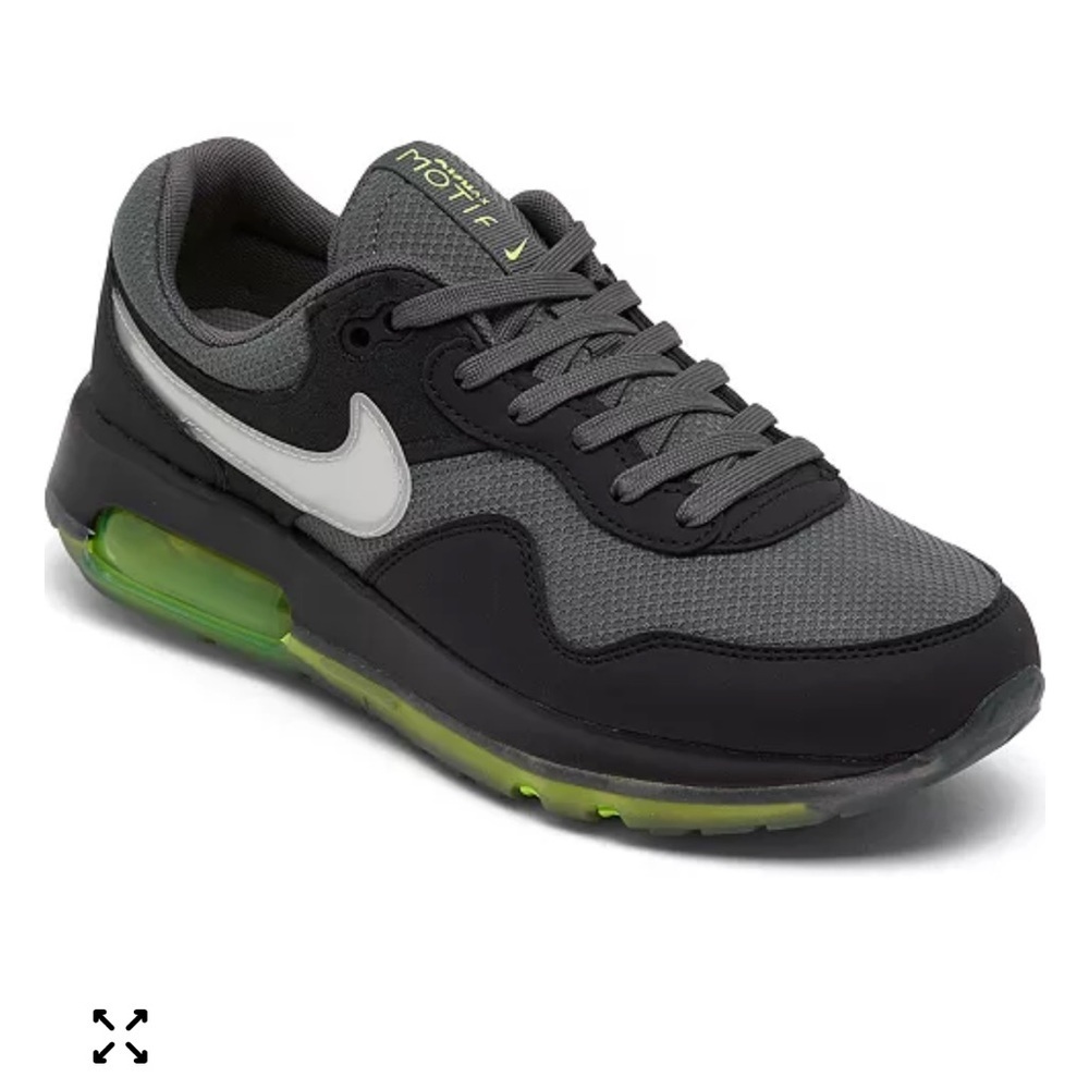 Nike Kids Sneakers Black Gray with Neon Green Accent - Picture 2 of 8